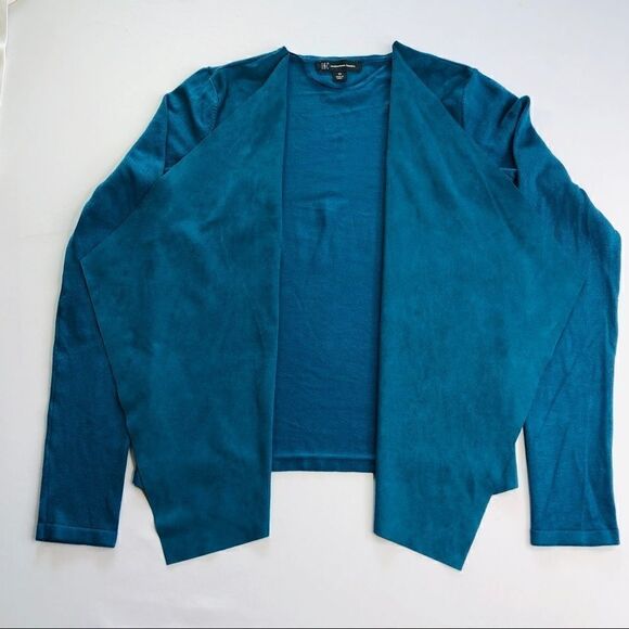 INC Int'l Concepts🌼Teal Faux Suede Cardigan / Top - Picture 8 of 11